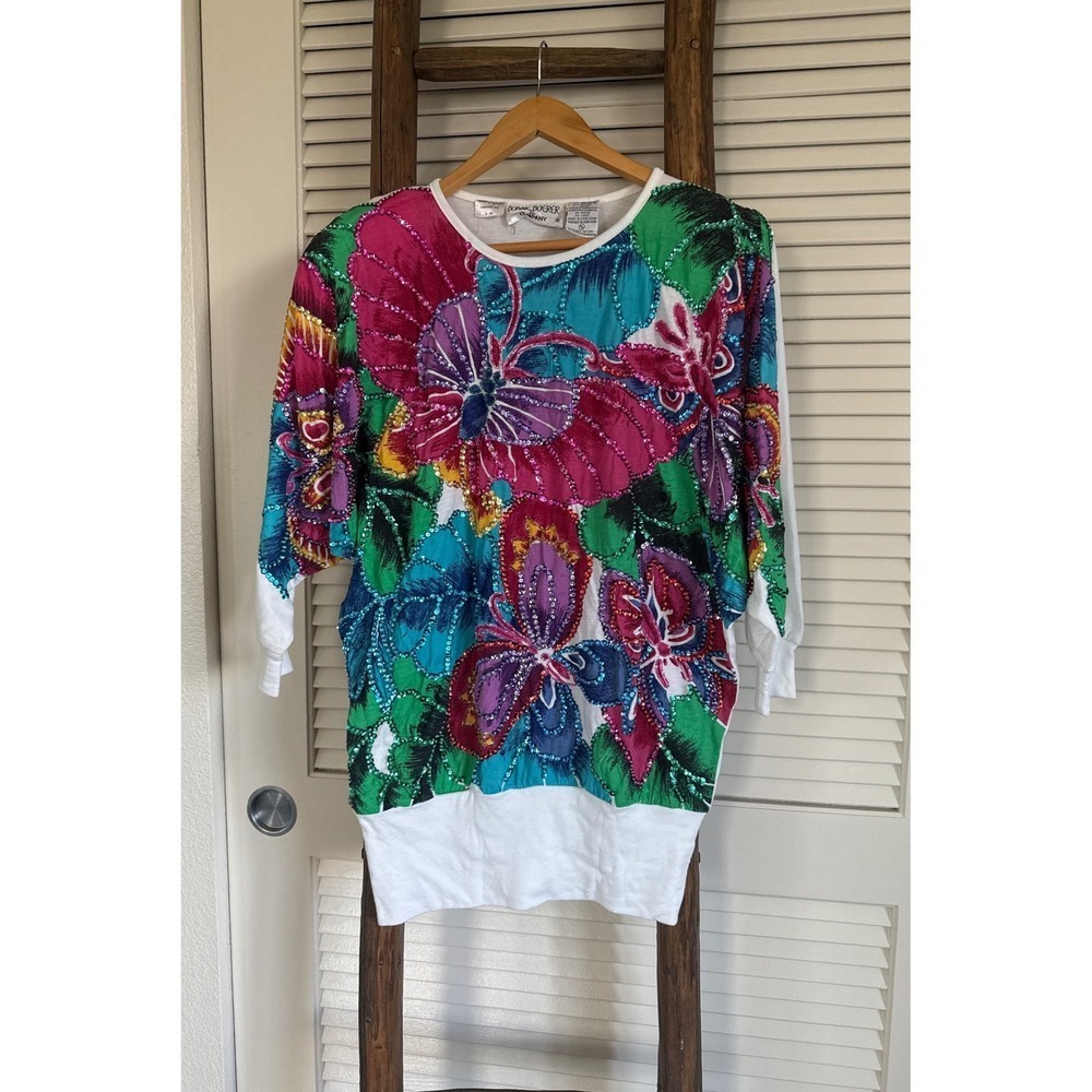 Vintage 1980 Bonnie Boerer Vintage embellished blouse‎ Size M